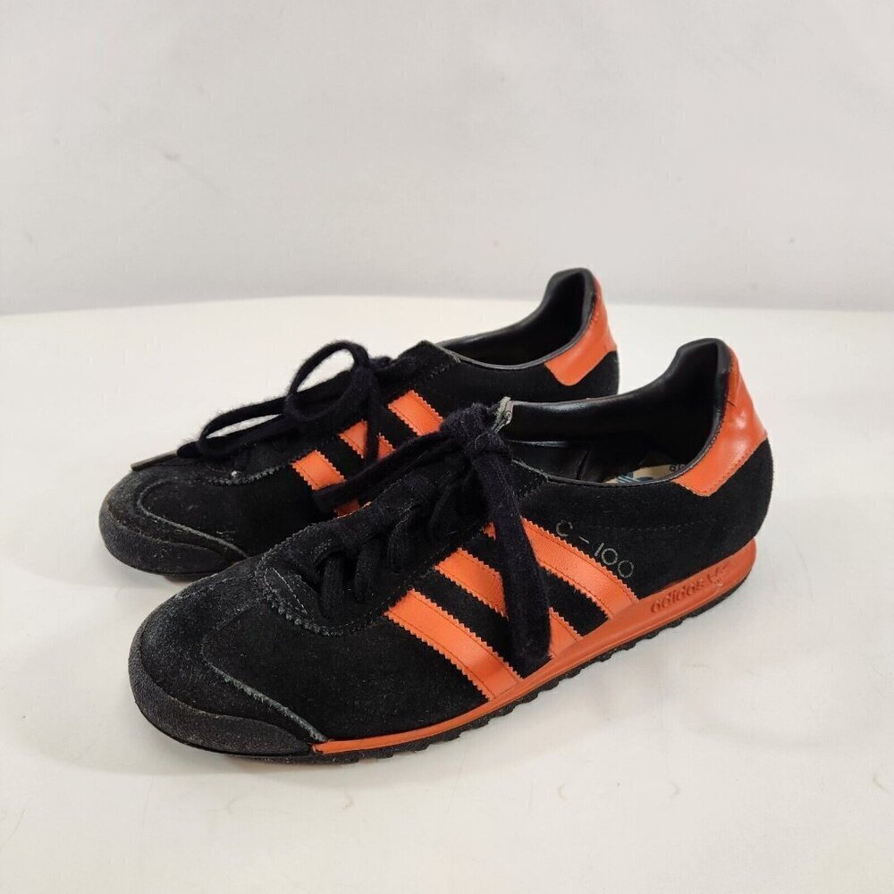 Adidas C-100 Sneaker Running Shoes Black Orange 1980 Canada Samoa RARE Size 6